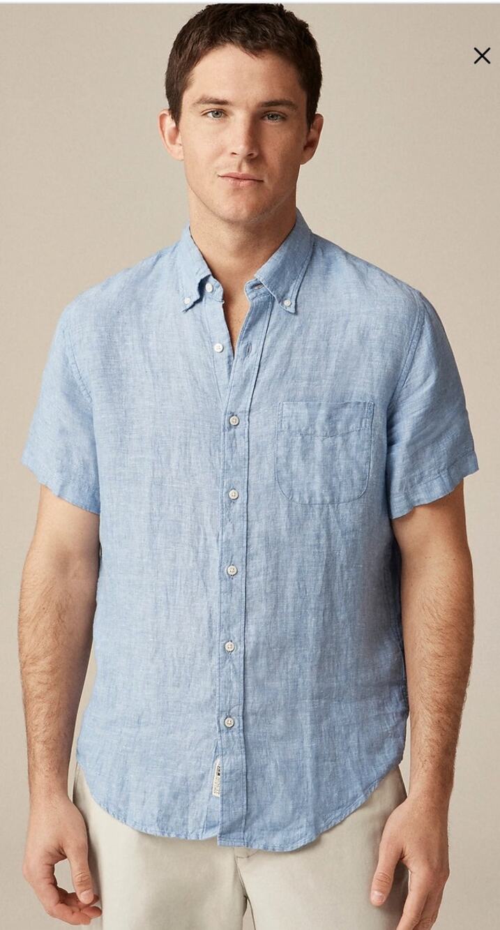 NWOT J. Crew Men's Baird McNutt Irish Linen Shirt Blue M